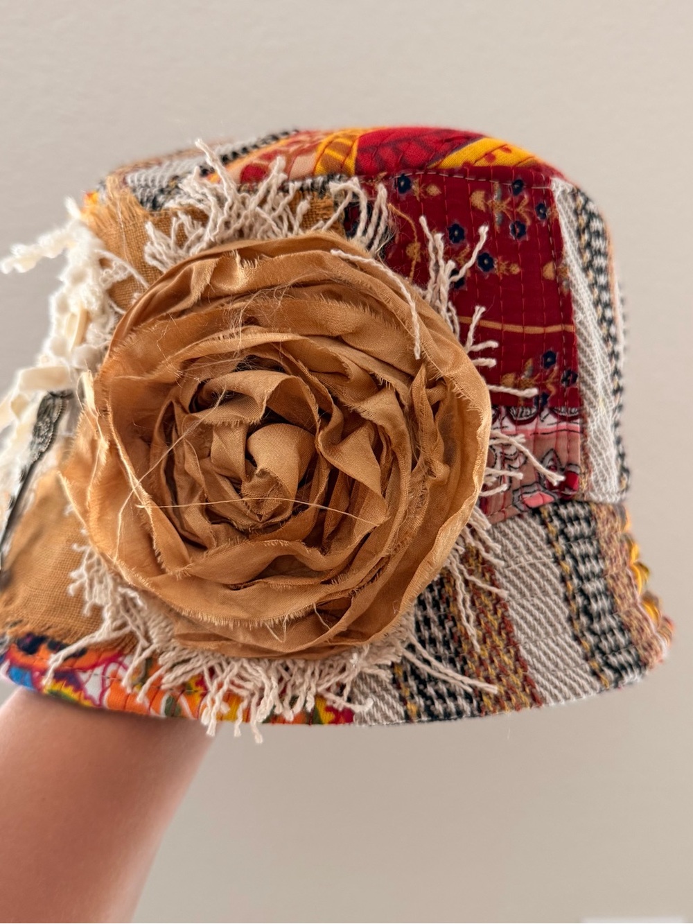 New Bohemian Patchwork Floral Bucket Hat - Multicolor Design by Blueberry Kate - Picture 2 of 5